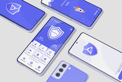 Phone Cleaner App Design antivirus app ui ux design app appsdesign branding design graphic design illustration logo mobile phonecleaner phonemaster typography ui ux vector
