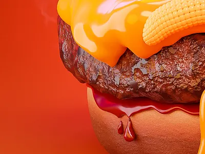Melt Cheeseburger 3d 3dart animtion blender branding burger characterdesign cheeseburger fastfood food moustache