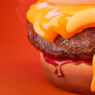 Melt Cheeseburger 3d 3dart animtion blender branding burger characterdesign cheeseburger fastfood food moustache