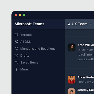 Microsoft Teams ui sidebar app design flat ui ux