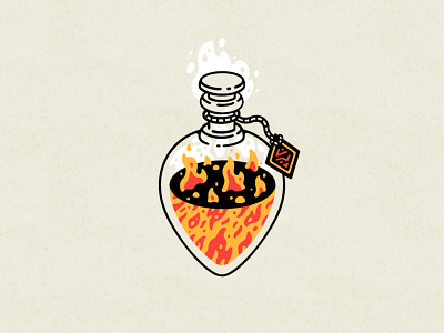 Potion of Fire Breath consumable dnd dungeons and dragons elixir fire fire breath flame glass icon illustration lava potion smoke smoldering tag thierry fousse ui