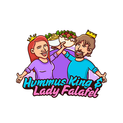 Hummus King & Lady Falafel branding character design design falafel falafel logo graphic design hummus hummus logo illustration king king logo kng logo logo design queen queen logo ui ux vector