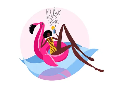 Summer vector illustration with fashion girl adobe adobe illustration affinity affinity designer branding calligraphy design fashion graphic design holiday illustration ipad lettering logo pink flamingos print social media summer ui vector