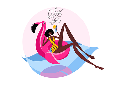 Summer vector illustration with fashion girl adobe adobe illustration affinity affinity designer branding calligraphy design fashion graphic design holiday illustration ipad lettering logo pink flamingos print social media summer ui vector