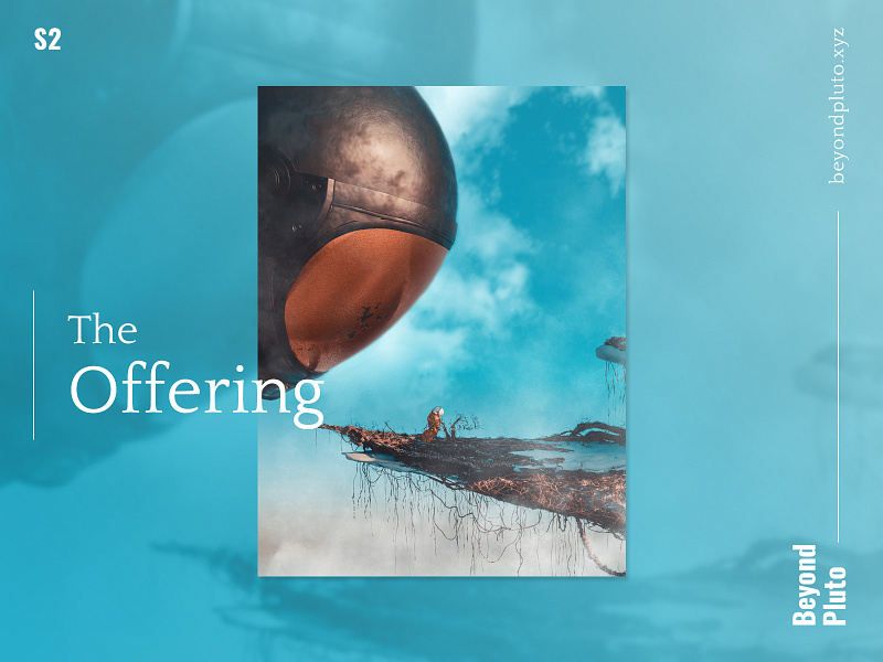 The Offering agrib art astronaut beyond pluto clouds mountain nft nft collection outer space poster print sci fi sci fi scifi snow space spaceman sticker mule surreal wall art