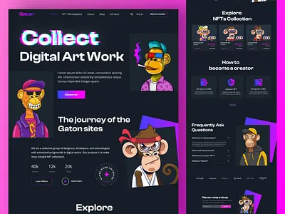 NFT Marketplace Website Design 3d nft bitcoin creative crypto cryptoart cryptocurrency darktheme ecommerce exchange exploration figma mockup landing page mint page motion design nft mint page nft mobile app nft web phenomenon ui ux website