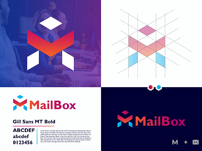 M mailbox logo box branding creative design letter lettering logo m logo mail management message minimal notification post resource sms system toolbox