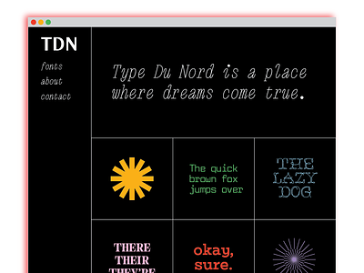 TDN website idea concept design dingbat font grid home page illustration layout lettering logo type type design type foundry typography ui ux website wip