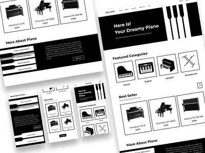 Piano Shop black black and white design dotchallenge minimal music piano shop ui ux white