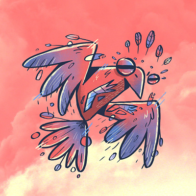 Raven abstract animal bird character character design freehand illustration polish illustration