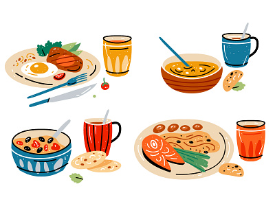 Illustration for an article about nutrition adobe illustrator eat flat style food graphic design illustration nature pattern nutrition seamless pattern set textile design vector illustration