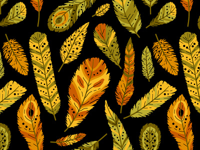 Feathers 2. Seamless pattern for fabrics adobe illustrator boho ethnic feather flat style graphic design nature pattern seamless pattern textile design tribal vector illustration