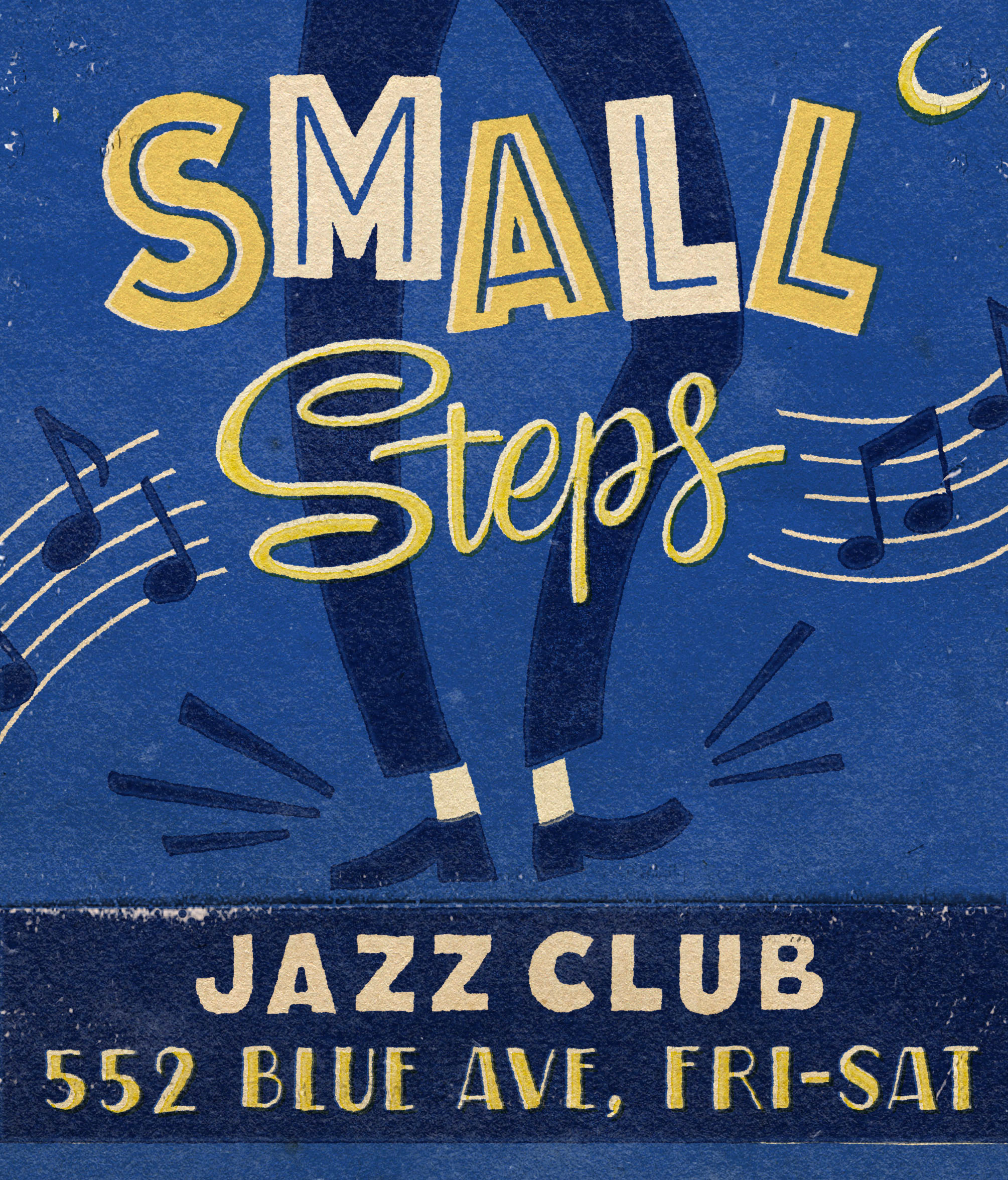 Small Steps Jazz Club 50s jazz jazz club lettering matchbook matchbox mid century vintage