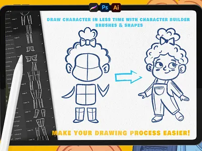 Free Character Builder - Drawing Toolkit book brush brushes builder character character builder character design character designs coloring drawing drawing toolbox illustration illustrator kids photoshop procreate shapes toolbox toolkit wireframe