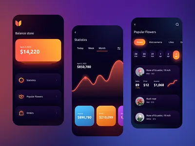 Mobile app for a flower shop app calendar flowers mobile price shop store ui ux