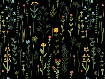 Wild meadow flowers. Sketch. Seamless pattern for fabrics adobe illustrator flat style flora flower graphic design meadow flowers nature pattern seamless pattern sketch textile design vector illustration wild