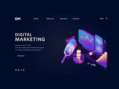 Digital Marketing landing page Ui design branding design graphic design illustration ui uiux ux