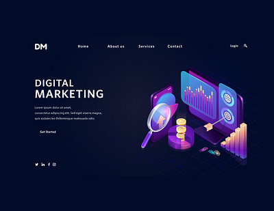 Digital Marketing landing page Ui design branding design graphic design illustration ui uiux ux