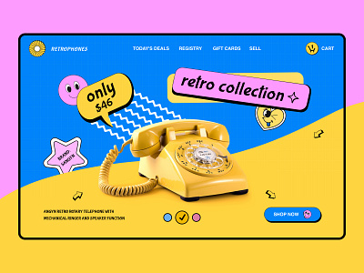 Retrophones animation branding concept design e commerce graphic design homepage illustration phones retro shop typography ui ux vector web web design