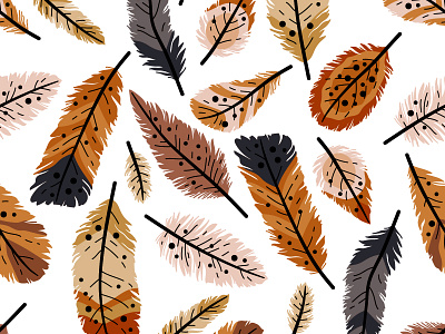 Feathers 3. Seamless pattern for fabrics adobe illustrator bird boho design ethnic feathers flat style graphic design illustration nature nature pattern seamless pattern textile design tribal vector illustration