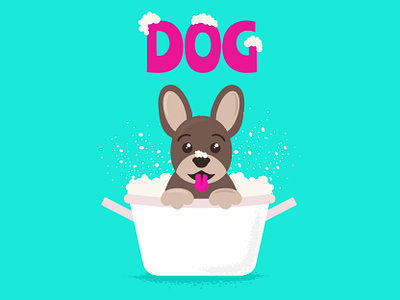 Cute dog sits in a bathtub with foam and bathes adobeillustrator cute design dog graphic design graphicdesign grooming illustration