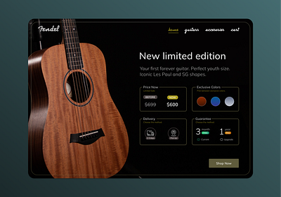 Home Page Guitar Product app application design ecommerce graphic design guitars shop ui ux