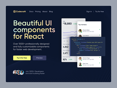 Components store landing page exploration code component dark design developer gradient hero landing landing page programmer react ui web design