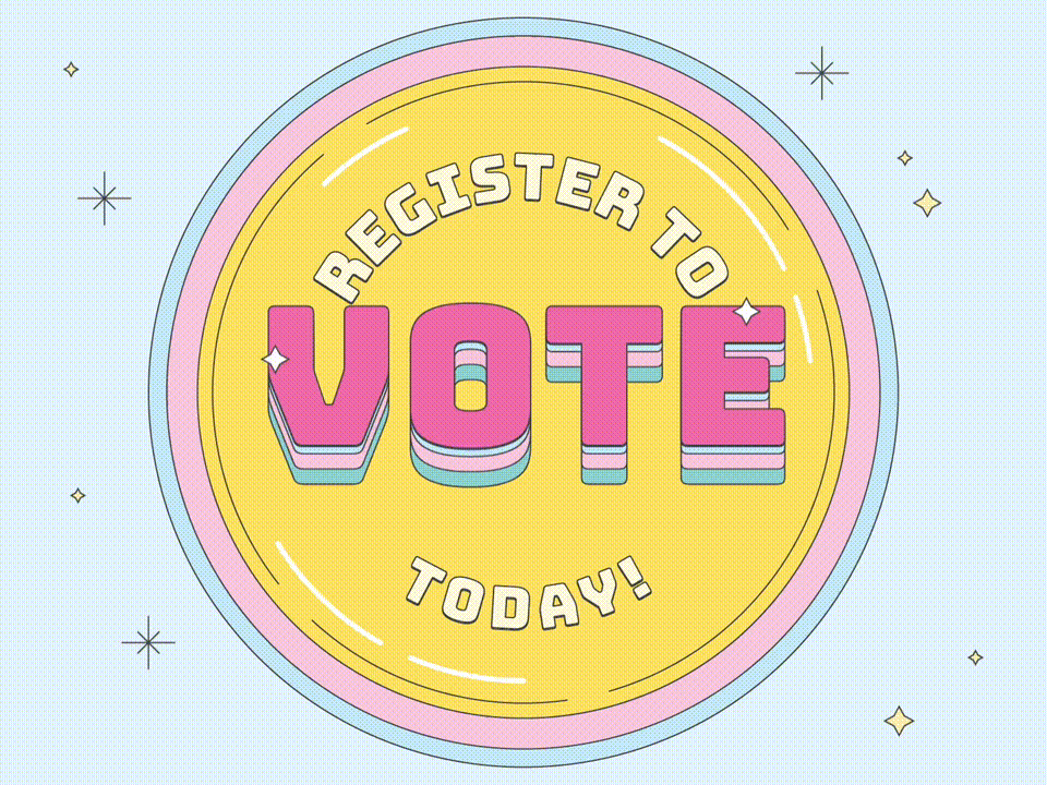 Register to VOTE! animation circle gif motion graphics pink register vector vote