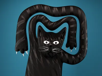 Angry Cat 3d 3d illustration angry black cat blender cat digital editorial illustration graphic design illustration lucky cat render ui