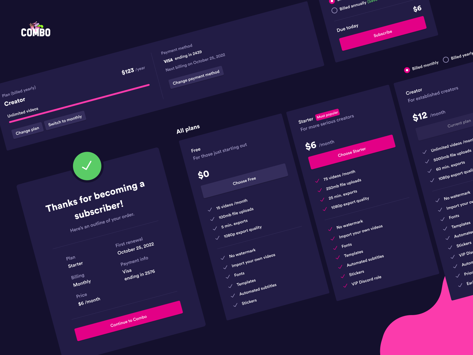 Combo subscription elements by John Andronowski on Dribbble 