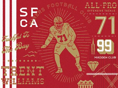 Trent Williams athletics digital art football illustration lettering nfl sports typography vector