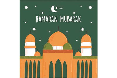 Ramadan Mubarak with Mosque Illustration illustration islam kareem marhaban mosque mubarak muslim ramadan ramadhan vector