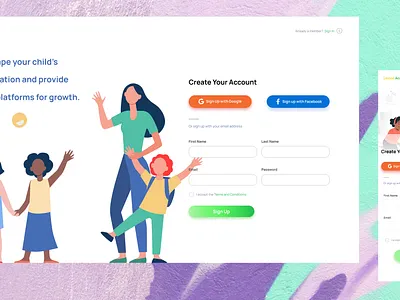 School Sign Up Page dailyui design mobile ui web