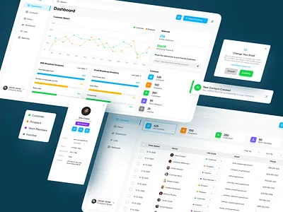 Dashboard UI- Customer Management System card ui cms dashboard dashboard ui design ui ux webapp webdesign