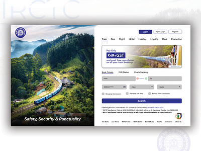 IRCTC Booking Website | Concept Design appdesign bookapp bookings branding design indianrailway interactionappdesign interactiondesign minimalism motiondesign railway ticketbooking ticketing ui uidesign uiux ux webdesign website design website interaction design