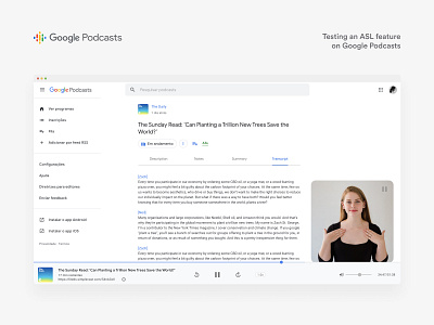 Concept: Testing an accessibility feature on Google Podcasts accessibility concept desktop interaction design redesign ui user experience user interface ux