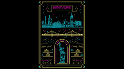 Motion Graphic Poster - New York - Poster Design. aftereffects animation design graphic design illustration illustrator line design linedesign motion graphics new york poster posterdesign
