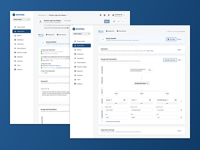 Experiment Creation: New Groups & Parameter View abtest b2b branch chart data experiment flow nux setup ui