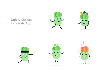 Celery Mascot for Karafs App celery character design health character karafs mascot mobile app