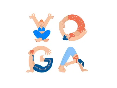 YOGA - illustrated letters adobe photoshop branding illustration lettering procreate