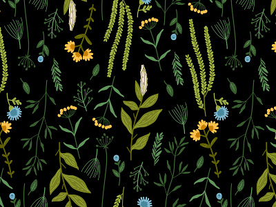 Wild meadow flowers 3. Seamless pattern for fabrics adobe illustrator design fabric flat style floral flower graphic design illustration meadow nature seamless pattern textile design vector illustration wild