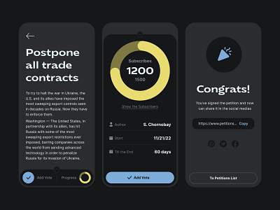 Petitions Mobile Applications app application circles clean democracy design main page minimalistic mobile mobile app mobile application modern petition page petitions ui ux values