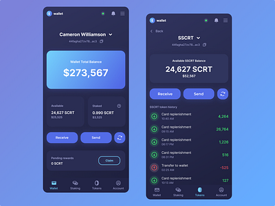 E-wallet chrome extension 2022 app balance crypto dark ui extension stakin tokens wallet