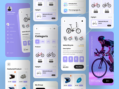 Bicycle ; Mobile App Design app development app work bike ride bycycle app clean design creative app cycle daily workout electric bicycle electric scooter interface ios app mobile app online shopping product app uidesign