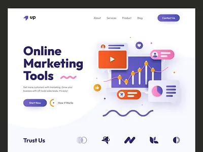 Online Marketing Website Header Exploration business home homepage landing landing page marketing marketing agency marketing software marketing website modern saas sarfraz jasim trend ui uidesign uiux ux ux design web page website