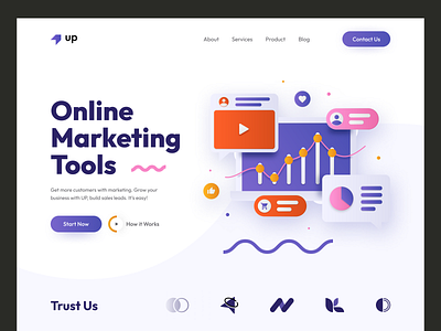 Online Marketing Website Header Exploration by Sarfraz Jasim on Dribbble