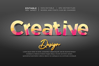 CREATIVE TYPOGRAPHY DESIGN 3d background creative design editable effect effects font gold gold color golden graphic design illustration logo luxury mockup motion graphics style text effect typography