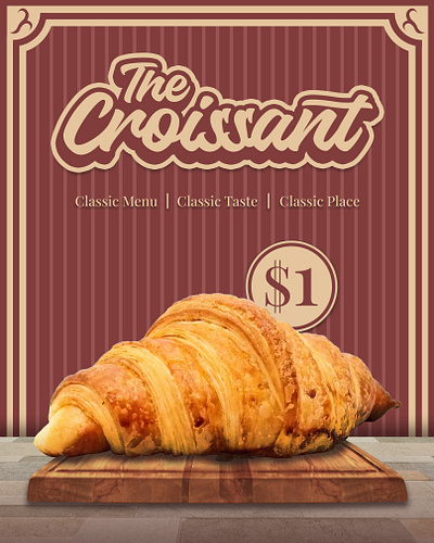 Classic Vintage Croissant Feed Instagram branding bread classic croissant design feed graphic design illustration inspiration logo minimalist paris post prancis retro social media ui vector vintage