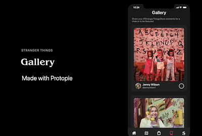Stranger Things | Gallery animation app dailyui design graphic design madewithprotopie mobile netflix protopie stranger things strangerthingsstore ui ux