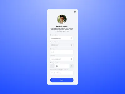 Profile UI Card For Mobile App app design dashboard design design design thinking human centred design mobile ui profile settings ui saas platform ui ui ui design